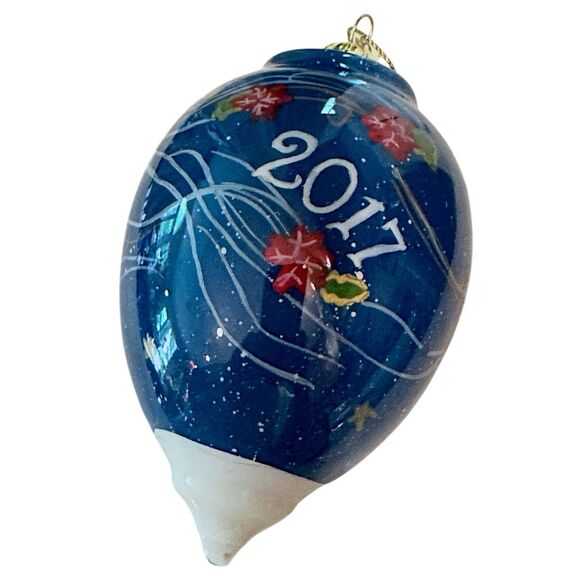 Pier 1 Li Bien Glass Christmas Ornament 2017 Hand-Painted Reindeer with Gift Box - Picture 3 of 15